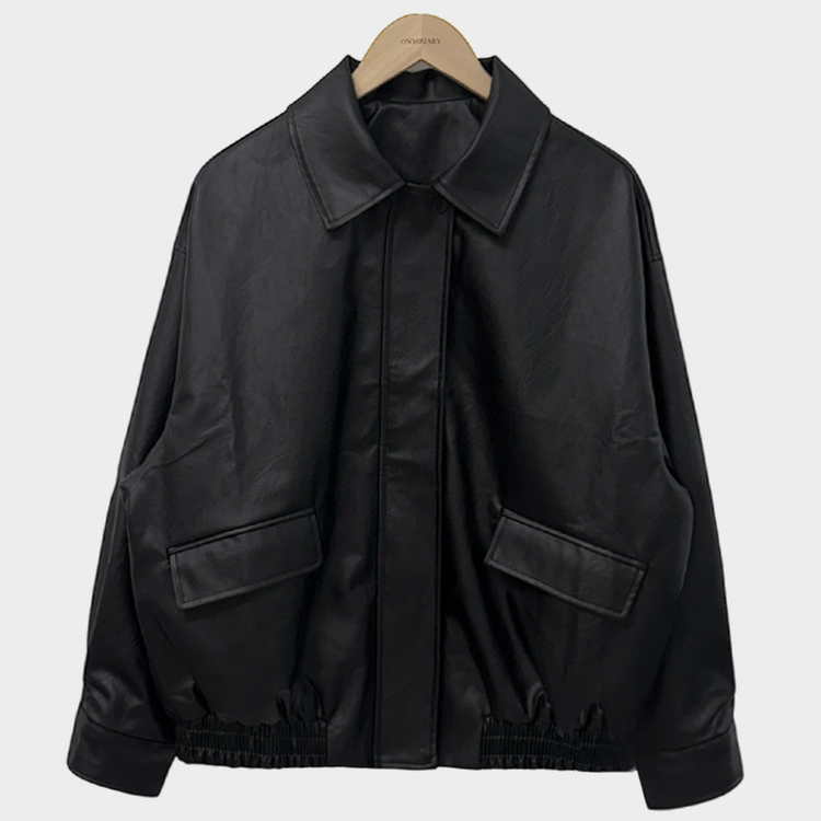 매트 레더의 정석오버핏 레더 블루종 자켓 점퍼