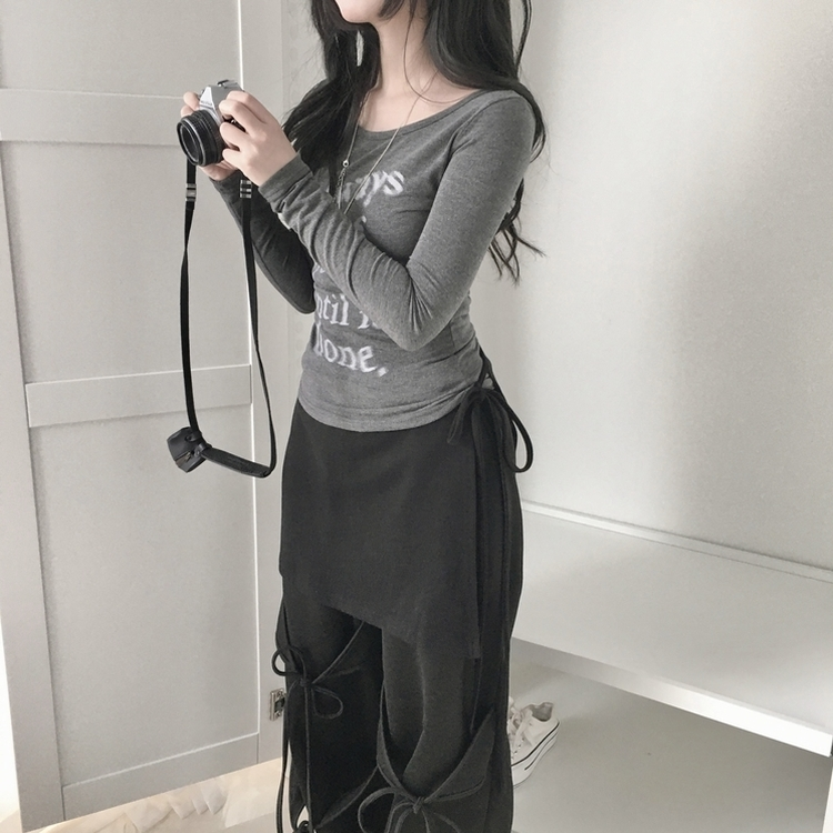 레이어드 리본 랩 미니 스커트 치마 블랙