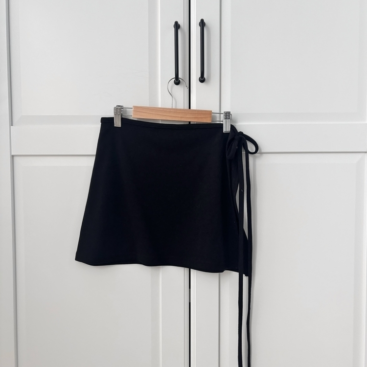 레이어드 리본 랩 미니 스커트 치마