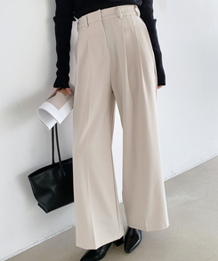 スラックス 【丈別】ツーピンタックワイドスラックス CREAM BEIGE