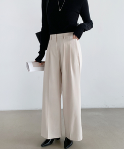 スラックス 【丈別】ツーピンタックワイドスラックス CREAM BEIGE