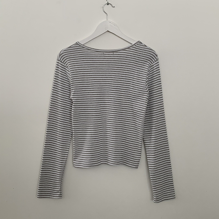 힙 단가라 라운드 유넥 스트라이프 랍빠 루즈핏 긴팔티셔츠 레이어드템