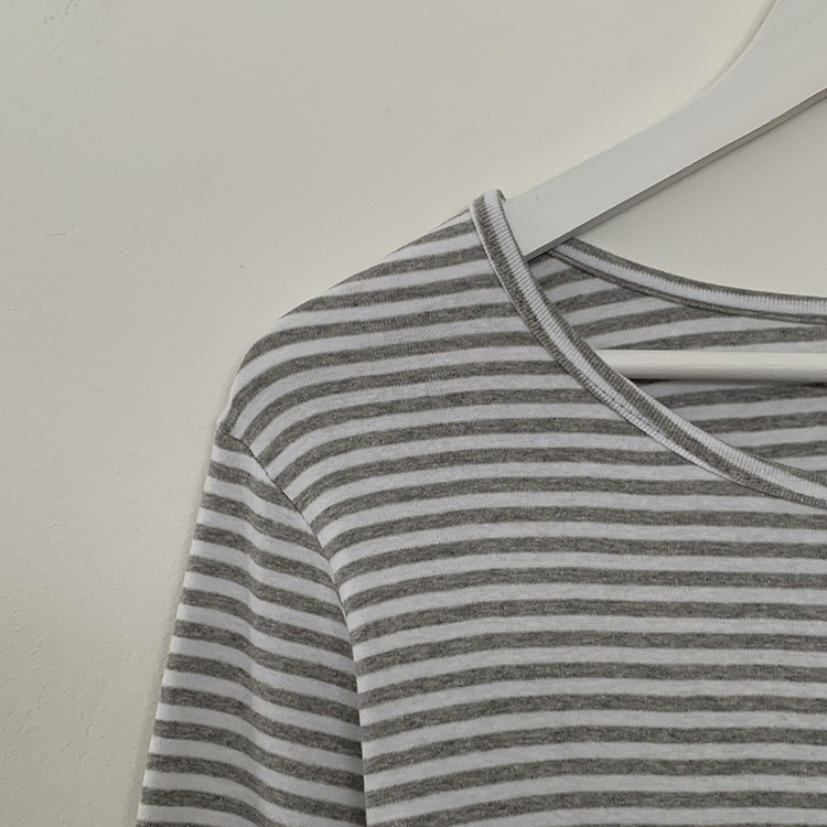 힙 단가라 라운드 유넥 스트라이프 랍빠 루즈핏 긴팔티셔츠 레이어드템