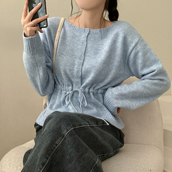 올타임 입술넥 허리끈 리본 니트 가디건 소라