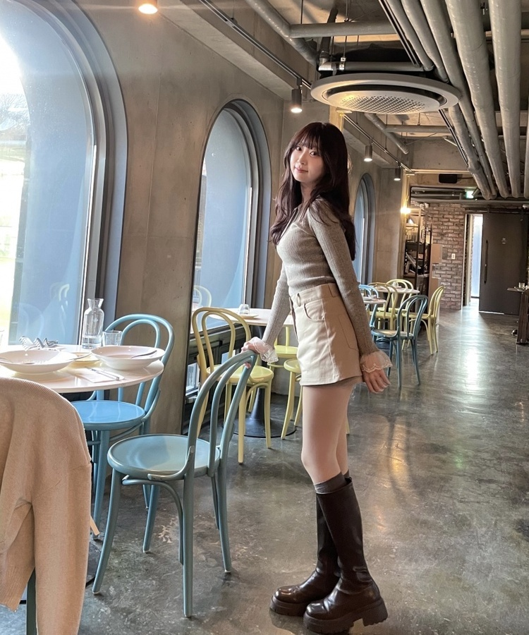 코튼 숏팬츠 미니스커트 베이지