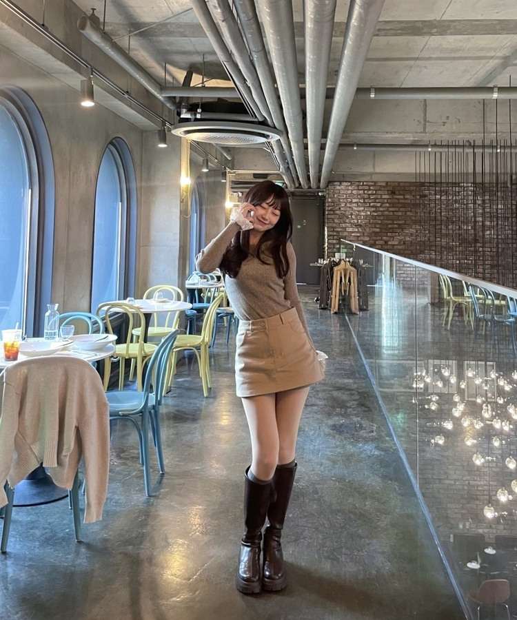 코튼 숏팬츠 미니스커트 베이지