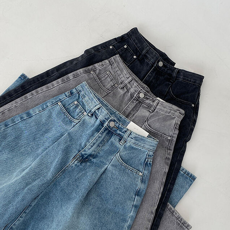 앤트 핀턱 하이웨스트 와이드 데님 팬츠