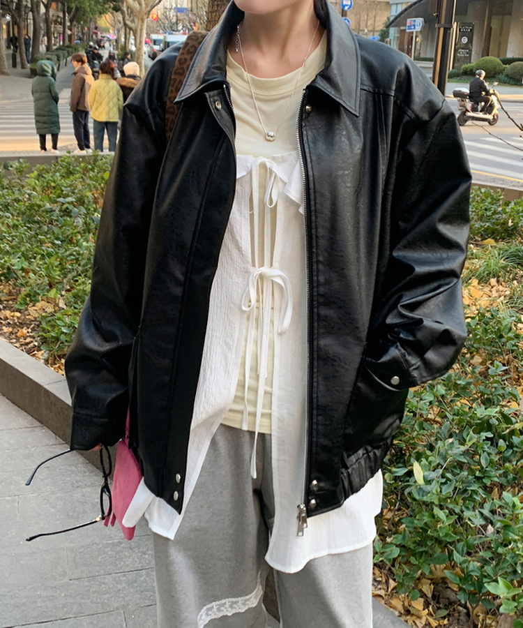 ルーズレザーブルゾンジャケット