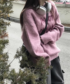 トゥナイトレタリングニット(6color) PINK