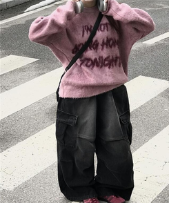 トゥナイトレタリングニット(6color) PINK