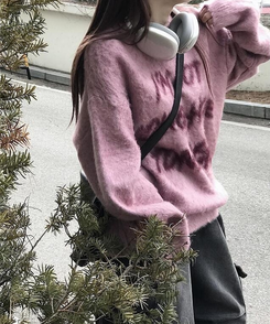 トゥナイトレタリングニット(6color) PINK