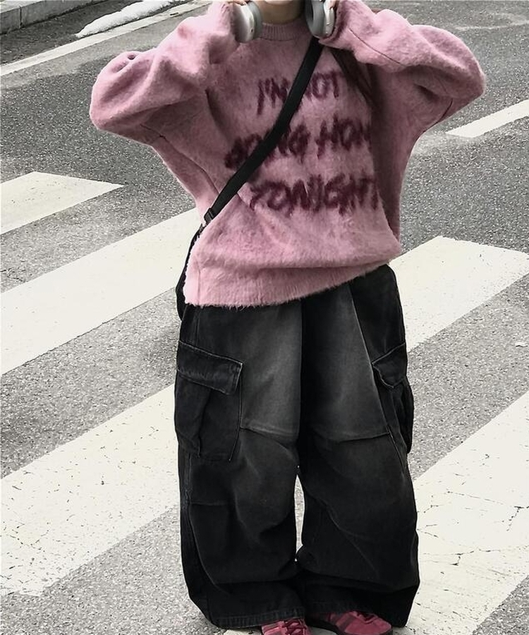 トゥナイトレタリングニット(6color) PINK