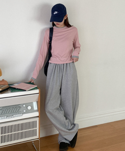 ダーツワイドバンディングパンツ MELANGE