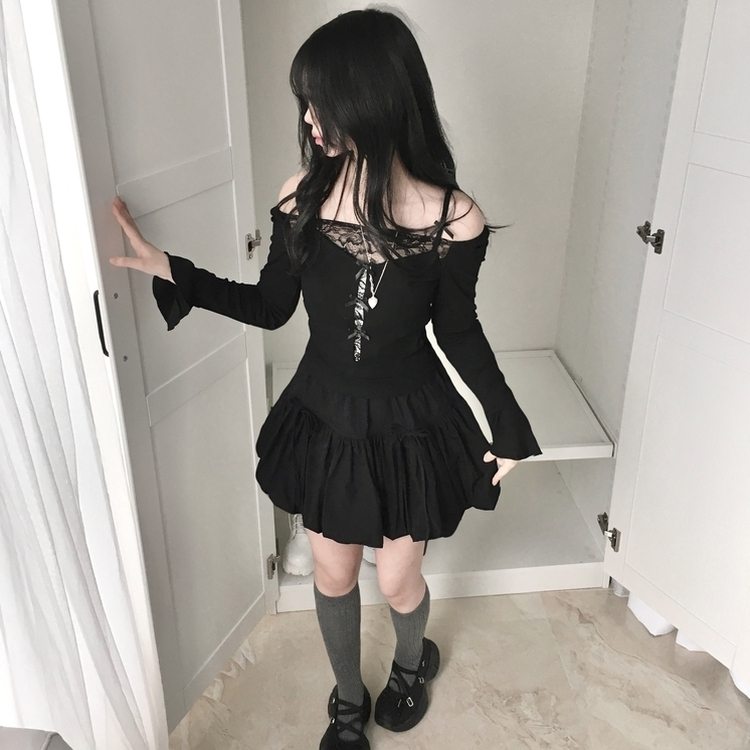 벚꽃룩 귀여운 리본포인트 바스락 펌킨 호박 미니 스커트 속바지내장 블랙