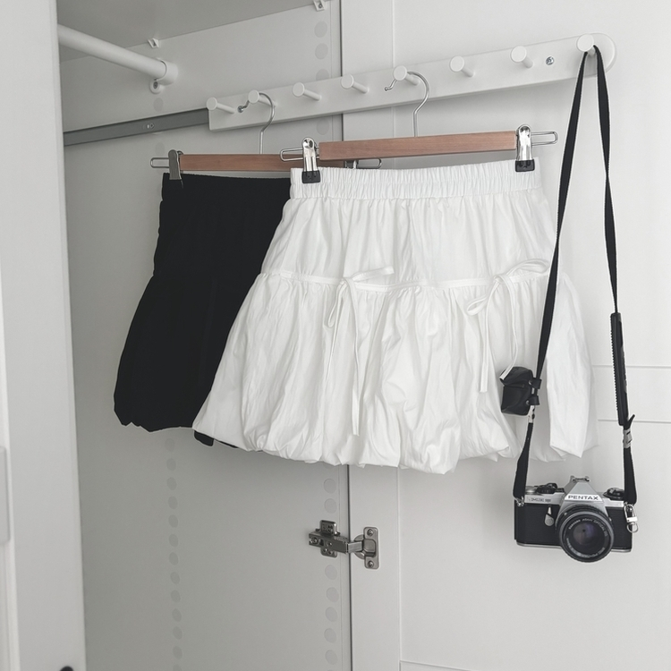 벚꽃룩 귀여운 리본포인트 바스락 펌킨 호박 미니 스커트 속바지내장