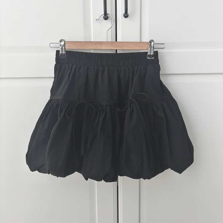 벚꽃룩 귀여운 리본포인트 바스락 펌킨 호박 미니 스커트 속바지내장