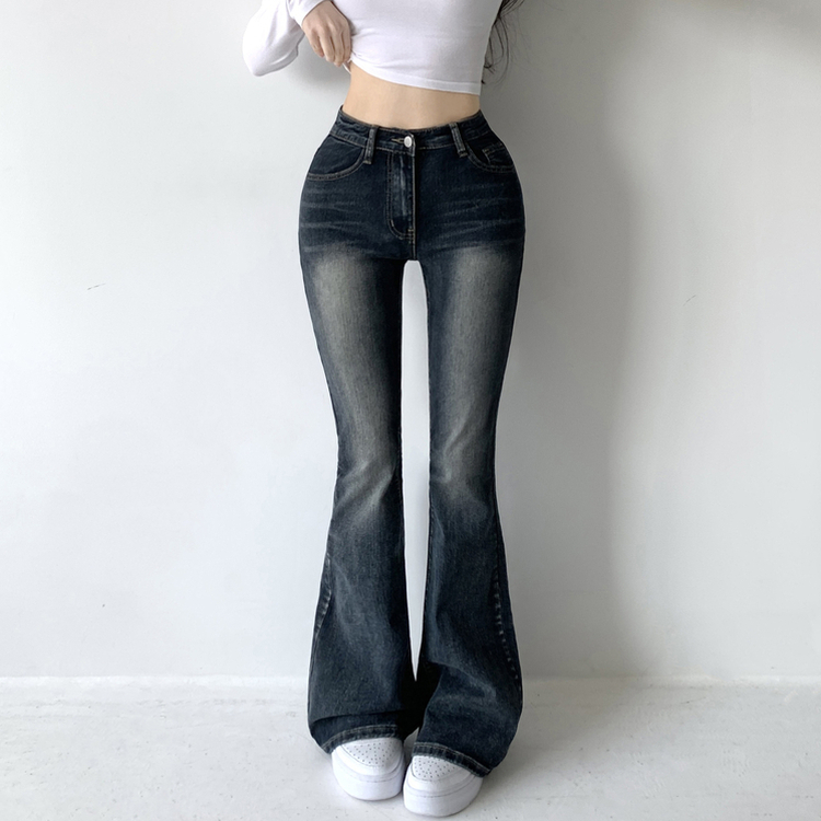베스트 3기장 스판 빈티지 워싱 하이웨스트 골반뽕 데님 부츠컷 팬츠 진청