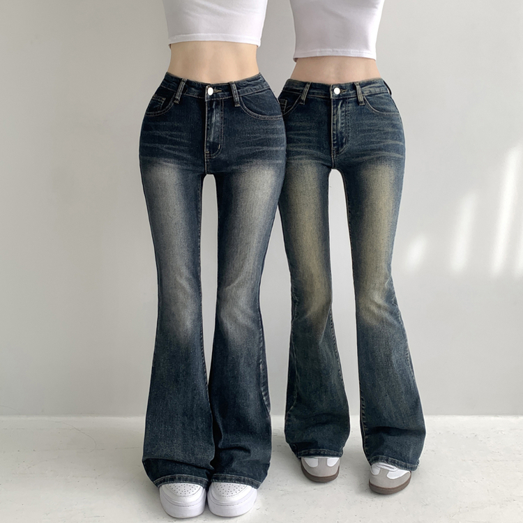 베스트 3기장 스판 빈티지 워싱 하이웨스트 골반뽕 데님 부츠컷 팬츠 진청