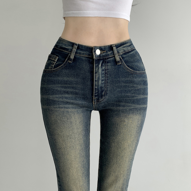 베스트 3기장 스판 빈티지 워싱 하이웨스트 골반뽕 데님 부츠컷 팬츠 빈티지진청