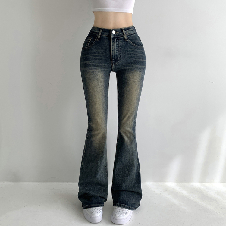 베스트 3기장 스판 빈티지 워싱 하이웨스트 골반뽕 데님 부츠컷 팬츠 빈티지진청