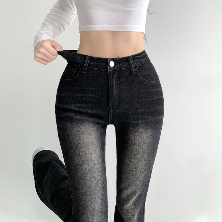 베스트 3기장 스판 빈티지 워싱 하이웨스트 골반뽕 데님 부츠컷 팬츠 흑청