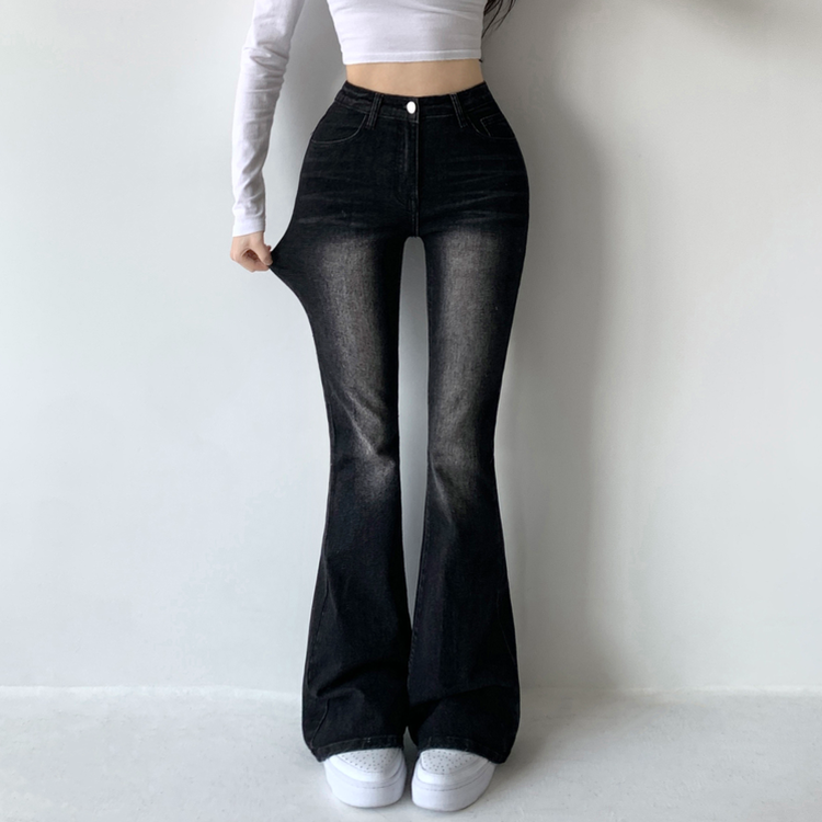 베스트 3기장 스판 빈티지 워싱 하이웨스트 골반뽕 데님 부츠컷 팬츠 흑청