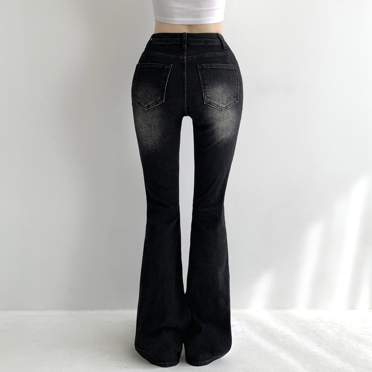 베스트 3기장 스판 빈티지 워싱 하이웨스트 골반뽕 데님 부츠컷 팬츠 흑청