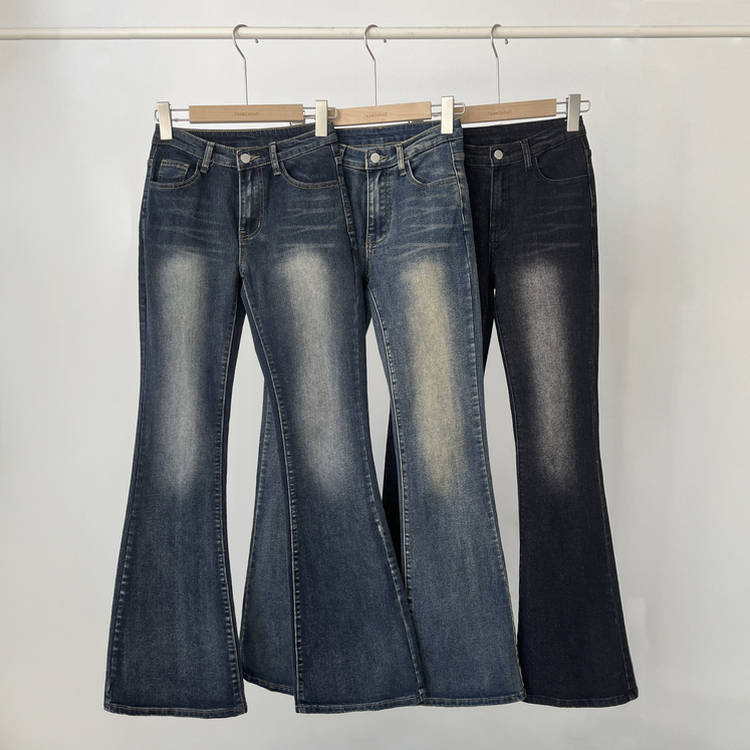 베스트 3기장 스판 빈티지 워싱 하이웨스트 골반뽕 데님 부츠컷 팬츠