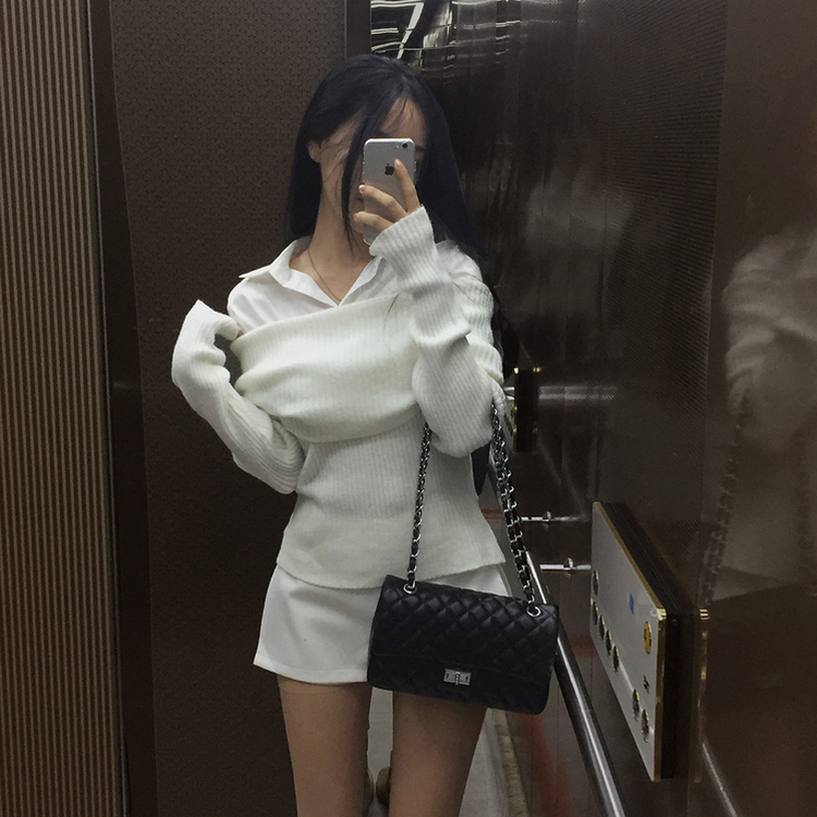 クラシックキルティングショルダークロスバッグ BLACK