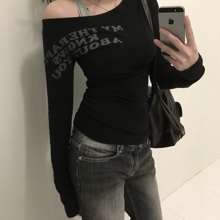 エンジェルシースルーオフTシャツ BLACK