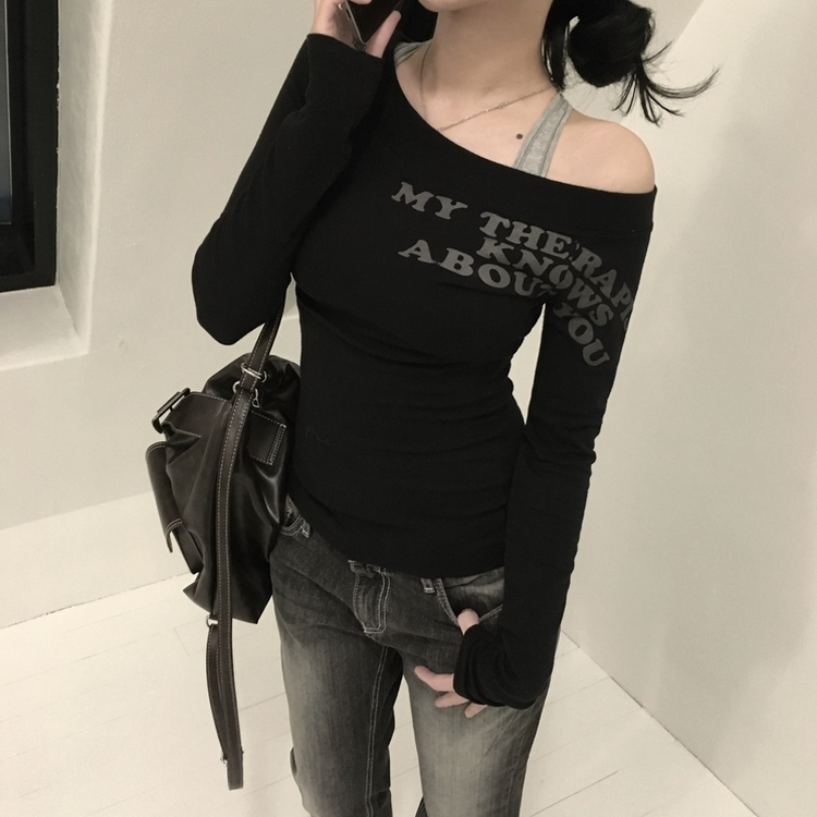 エンジェルシースルーオフTシャツ BLACK