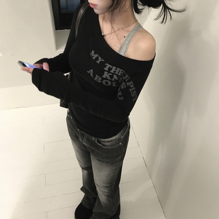 エンジェルシースルーオフTシャツ BLACK
