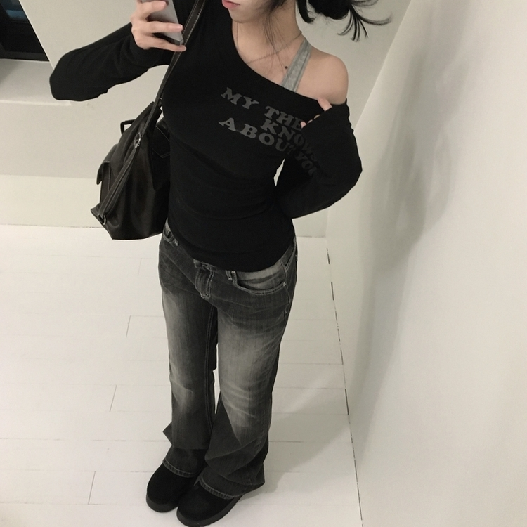 エンジェルシースルーオフTシャツ BLACK