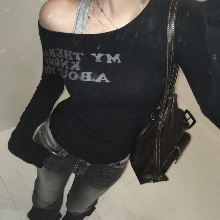 エンジェルシースルーオフTシャツ BLACK