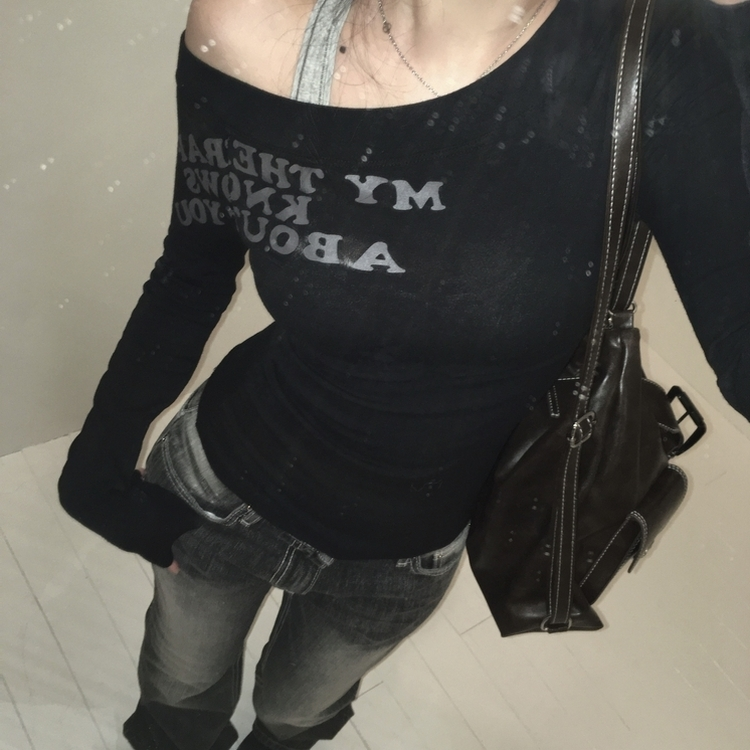 エンジェルシースルーオフTシャツ BLACK