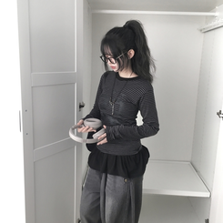 ストライプ長袖Tシャツ BLACK