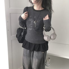 ストライプ長袖Tシャツ BLACK