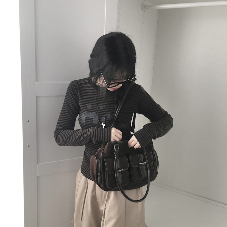 ストライプ長袖Tシャツ CHESTNUT BROWN