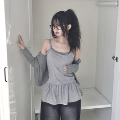 レイヤードフリルティアードインナーキャミソール MELANGE