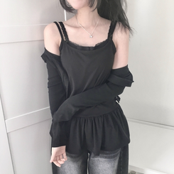 レイヤードフリルティアードインナーキャミソール BLACK