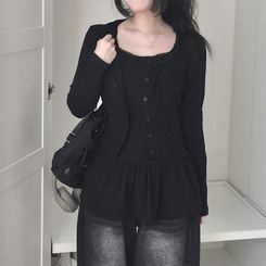 レイヤードフリルティアードインナーキャミソール BLACK