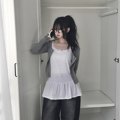 レイヤードフリルティアードインナーキャミソール IVORY