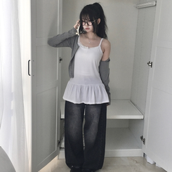 レイヤードフリルティアードインナーキャミソール IVORY