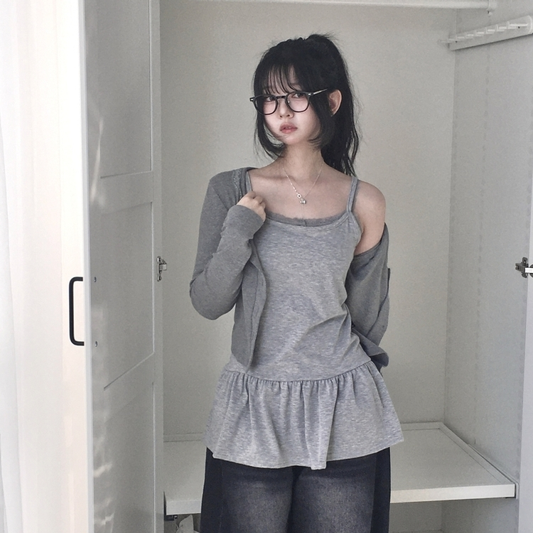 レイヤードフリルティアードインナーキャミソール MELANGE