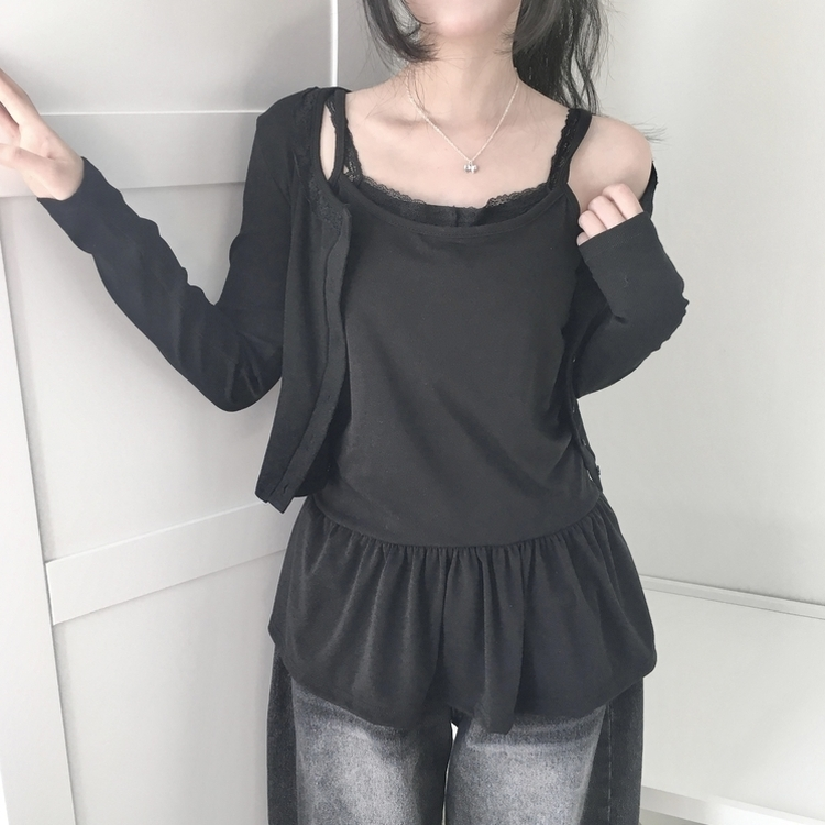 レイヤードフリルティアードインナーキャミソール BLACK
