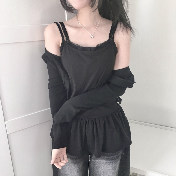 レイヤードフリルティアードインナーキャミソール BLACK