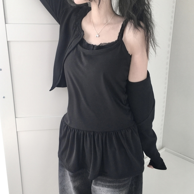 レイヤードフリルティアードインナーキャミソール BLACK