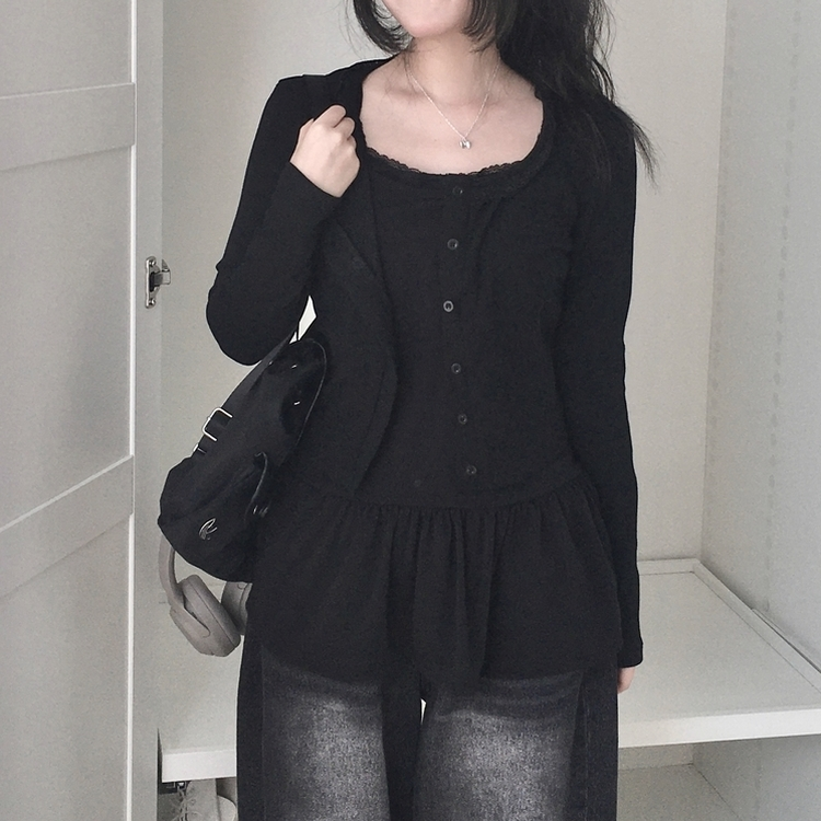 レイヤードフリルティアードインナーキャミソール BLACK