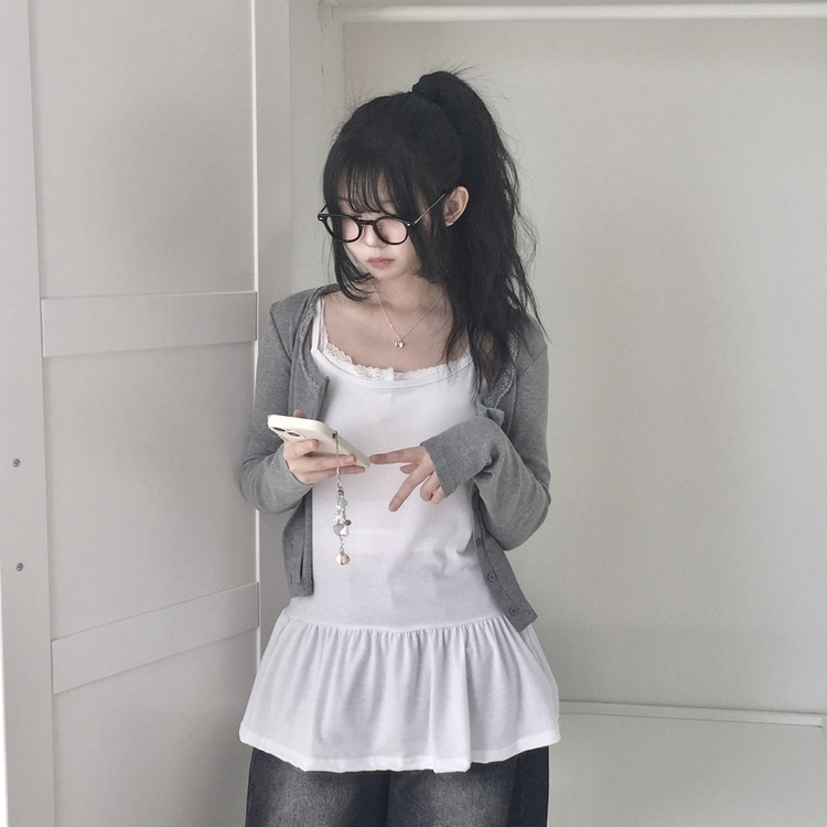 レイヤードフリルティアードインナーキャミソール IVORY