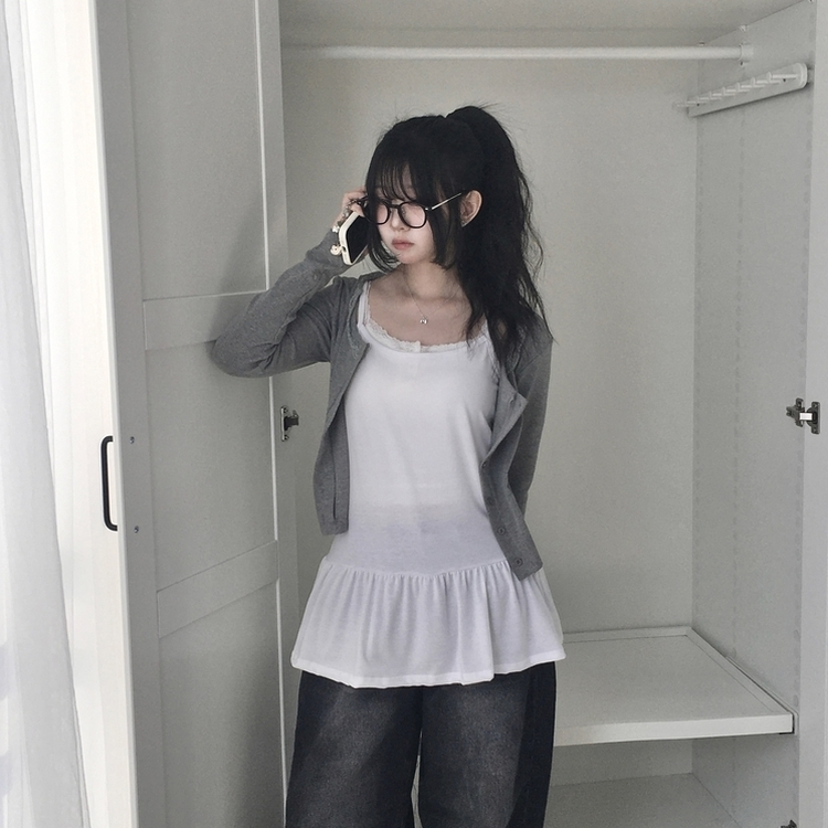 レイヤードフリルティアードインナーキャミソール IVORY